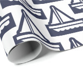 Wrapping Paper für Navy und White Segelboote Geschenkpapier (Rolleneckpunkt)