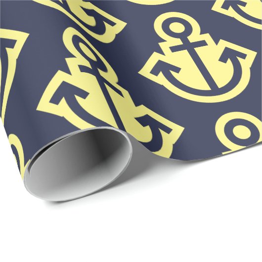 Wrapping Paper für Navy und Yellow Anchor Geschenkpapier (Rolleneckpunkt)