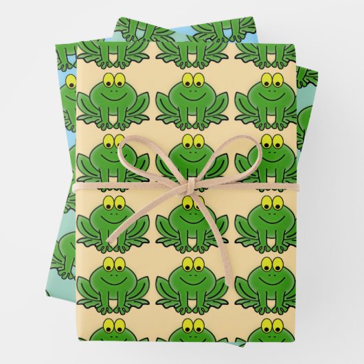 Wrapping Paper für niedliche grüne Frösche Geschenkpapier Set (Beispiel)