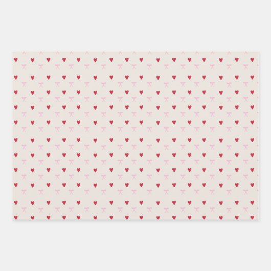 Wrapping Paper für niedliche Herzen und Bögen Geschenkpapier Set (Vorderseite)