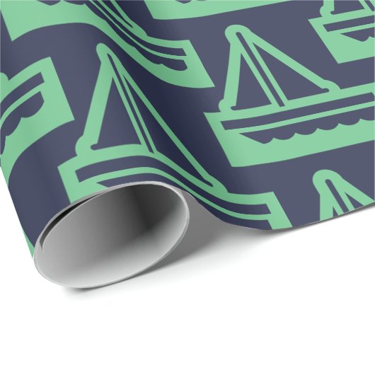 Wrapping Paper für Schiffe der Marine und Emerald Geschenkpapier (Rolleneckpunkt)