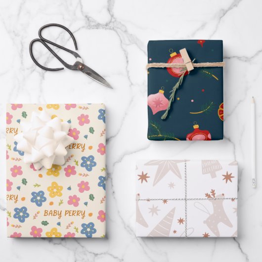 Wrapping Paper für Weihnachts- und Babyduschen Geschenkpapier Set (Vorderseite)