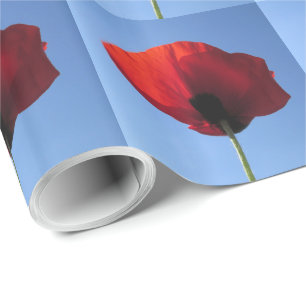 Wrapping Paper - Gedenktag Red Poppy Blue Sky Geschenkpapier