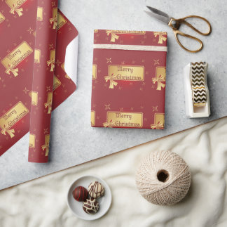 Wrapping Paper - Gold Burgund - Frohe Weihnachten Geschenkpapier