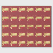 Wrapping Paper - Gold Burgund - Frohe Weihnachten Geschenkpapier (Flach)