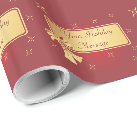 Wrapping Paper - Gold on Burgund - Anpassbar Geschenkpapier (Rolleneckpunkt)