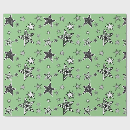 Wrapping Paper. Green. KtK. Stars Geschenkpapier (Flach)