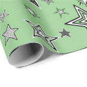 Wrapping Paper. Green. KtK. Stars Geschenkpapier (Rolleneckpunkt)