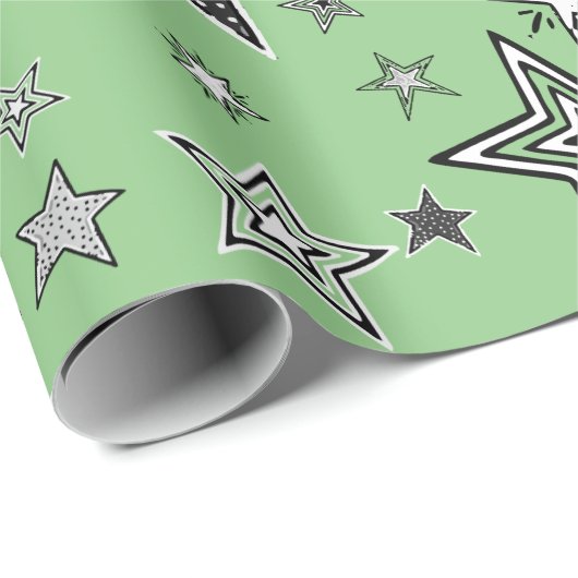 Wrapping Paper. Green. KtK. Stars Geschenkpapier (Rolleneckpunkt)