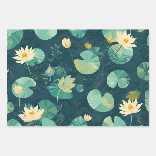 Wrapping Paper GreenLilyPad Set of 3 Flatwrap Geschenkpapier Set (Vorderseite 2)
