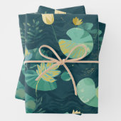 Wrapping Paper GreenLilyPad Set of 3 Flatwrap Geschenkpapier Set (Beispiel)