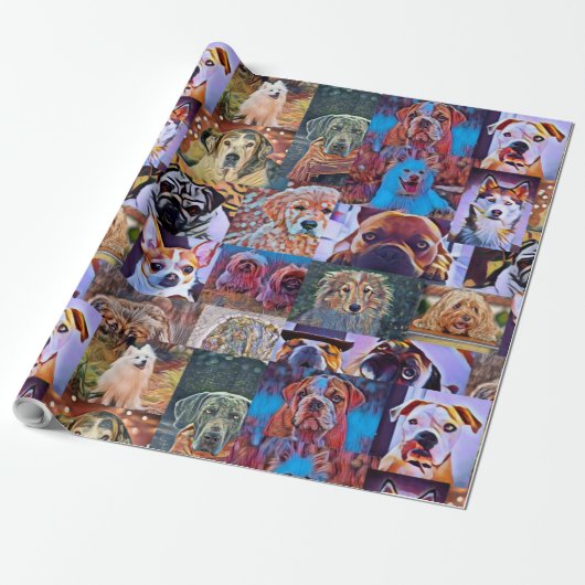 Wrapping Paper Hund Welpen Collage Foto Geschenkwr Geschenkpapier (Ungerollt)