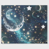 Wrapping Paper – Icy Blue Moon Phases Geschenkpapier (Flach)