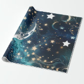 Wrapping Paper – Icy Blue Moon Phases Geschenkpapier (Ungerollt)