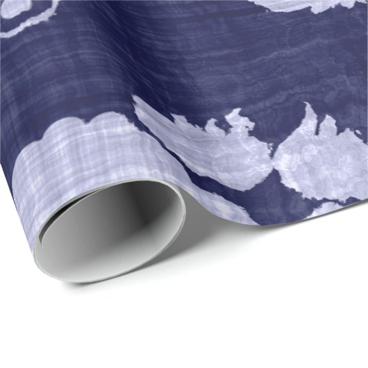 Wrapping Paper JAPANESE BLAUE BUTTERFLIS Geschenkpapier (Rolleneckpunkt)