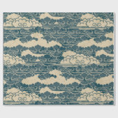 Wrapping Paper JAPANESE CLOUD PATTER IN BLAU Geschenkpapier (Flach)