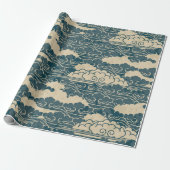 Wrapping Paper JAPANESE CLOUD PATTER IN BLAU Geschenkpapier (Ungerollt)