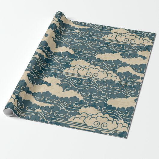 Wrapping Paper JAPANESE CLOUD PATTER IN BLAU Geschenkpapier (Ungerollt)