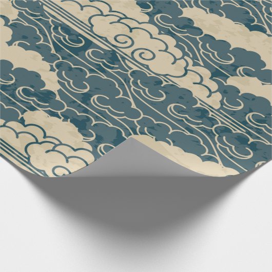 Wrapping Paper JAPANESE CLOUD PATTER IN BLAU Geschenkpapier (Ecke)