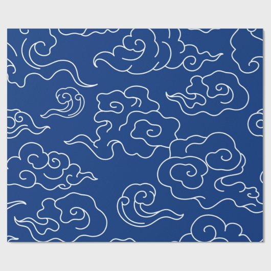 Wrapping Paper JAPANESE CLOUD PATTERN BLUE Geschenkpapier (Flach)
