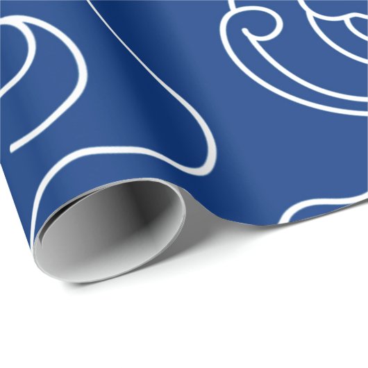 Wrapping Paper JAPANESE CLOUD PATTERN BLUE Geschenkpapier (Rolleneckpunkt)