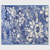 Wrapping Paper JAPANESE FLORAL PRINT IN BLAUE Geschenkpapier (Flach)