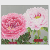 Wrapping Paper JAPANESE FLORAL PRINT PINK PEONIES Geschenkpapier (Flach)