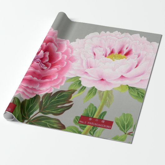 Wrapping Paper JAPANESE FLORAL PRINT PINK PEONIES Geschenkpapier (Ungerollt)