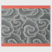 Wrapping Paper JAPANESE GRAY CLOUUES with ORANGE Geschenkpapier (Flach)