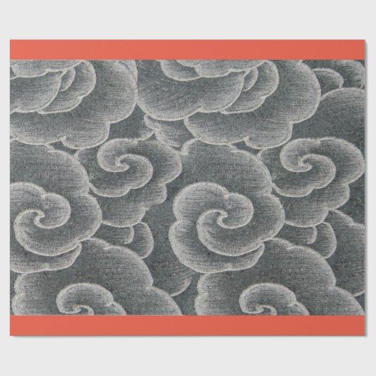 Wrapping Paper JAPANESE GRAY CLOUUES with ORANGE Geschenkpapier (Flach)