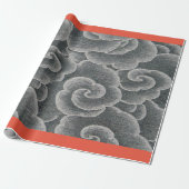 Wrapping Paper JAPANESE GRAY CLOUUES with ORANGE Geschenkpapier (Ungerollt)