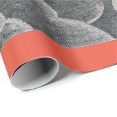 Wrapping Paper JAPANESE GRAY CLOUUES with ORANGE Geschenkpapier (Rolleneckpunkt)