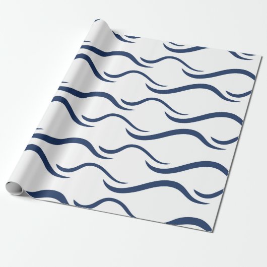 Wrapping Paper JAPANESE NAVY BLUE WAVE PATTERN Geschenkpapier (Ungerollt)