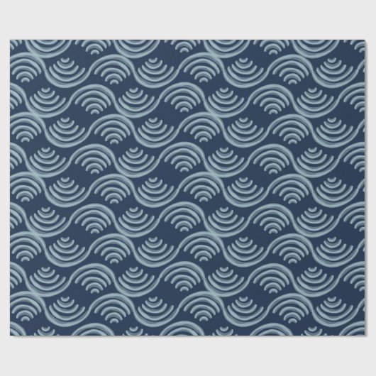 Wrapping Paper JAPANESE WAVE PATTER IN BLAU Geschenkpapier (Flach)