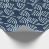 Wrapping Paper JAPANESE WAVE PATTER IN BLAU Geschenkpapier (Ecke)