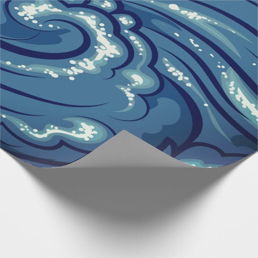 Wrapping Paper JAPANESE WAVES IN BLAU Geschenkpapier (Ecke)