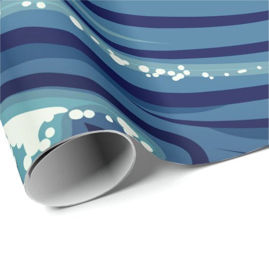Wrapping Paper JAPANESE WAVES IN BLAU Geschenkpapier (Rolleneckpunkt)