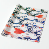 Wrapping Paper KOI FISH AND WAVE PATTERN Geschenkpapier (Ungerollt)