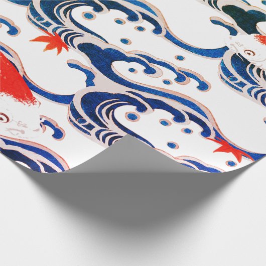 Wrapping Paper KOI FISH AND WAVE PATTERN Geschenkpapier (Ecke)