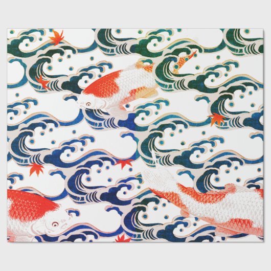 Wrapping Paper KOI FISH AND WAVE PATTERN Geschenkpapier (Saum)