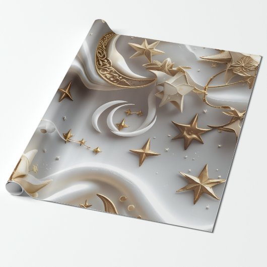 Wrapping Paper – Luxury Alabaster White Celestial Geschenkpapier (Ungerollt)