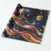 Wrapping Paper – Luxury Bronze Celestial Moon Prem Geschenkpapier (Ungerollt)