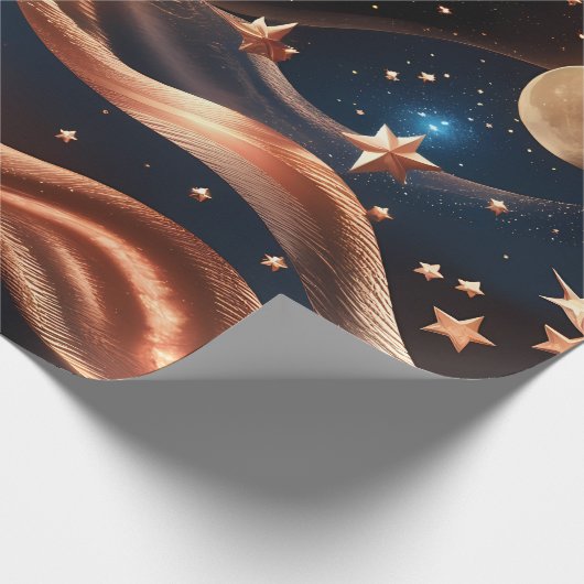 Wrapping Paper – Luxury Bronze Celestial Moon Prem Geschenkpapier (Ecke)