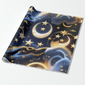 Wrapping Paper – Luxury Celestial Moon Phases Geschenkpapier (Ungerollt)