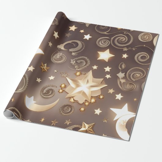 Wrapping Paper – Luxury Champagne Gold Celestial M Geschenkpapier (Ungerollt)