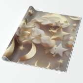 Wrapping Paper – Luxury Creamy Celestial Moon Gift Geschenkpapier (Ungerollt)