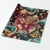 Wrapping Paper – Luxury Crimson Red Celestial Moon Geschenkpapier (Ungerollt)