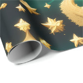 Wrapping Paper – Luxury Emerald Celestial Moon Geschenkpapier (Rolleneckpunkt)