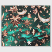 Wrapping Paper – Luxury Malachite Green Celestial Geschenkpapier (Flach)