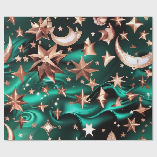 Wrapping Paper – Luxury Malachite Green Celestial Geschenkpapier (Flach)